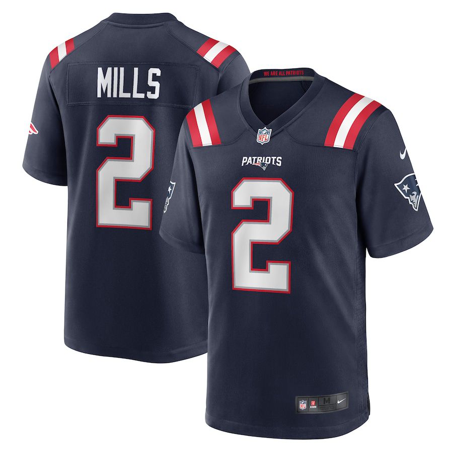 Men New England Patriots 2 Jalen Mills Nike Navy Game Player NFL Jersey